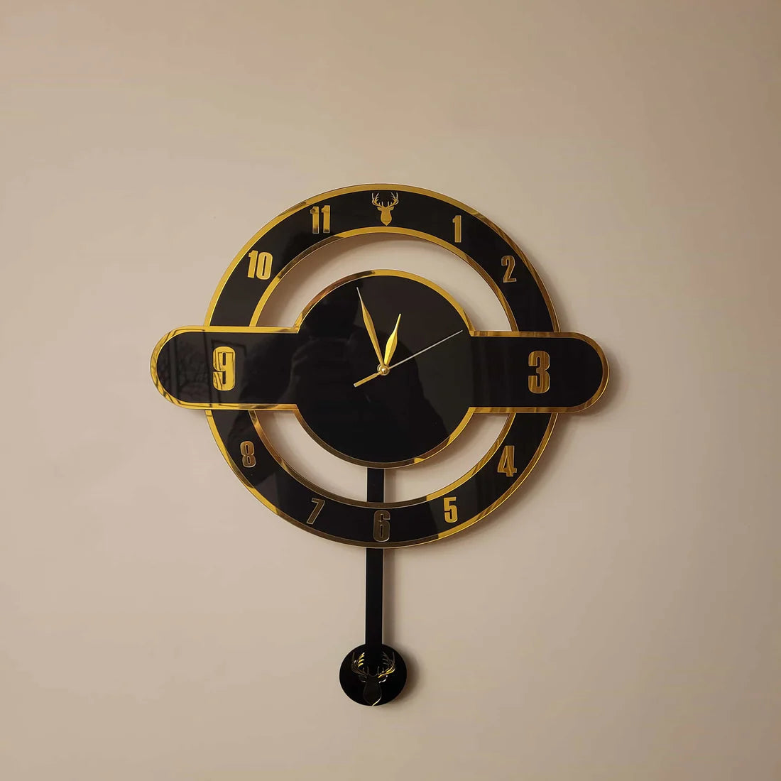 Modern Dual-Layer Deer Pendulum Acrylic Wall Clock