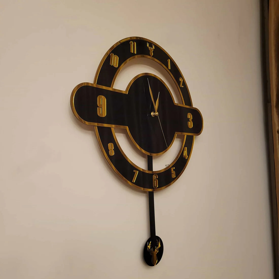 Modern Dual-Layer Deer Pendulum Acrylic Wall Clock